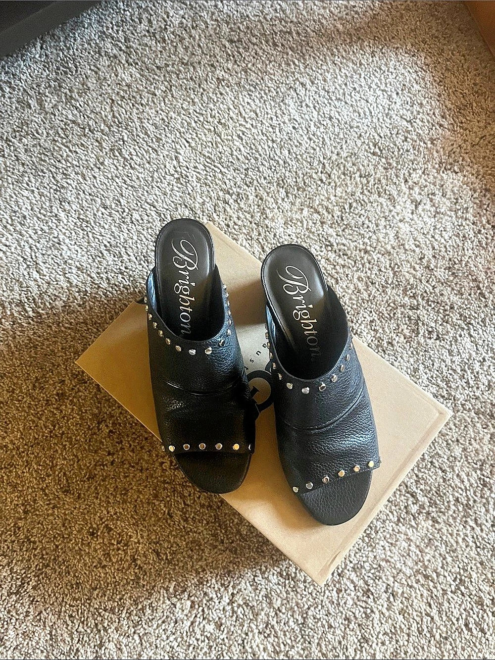 Brighton Night Studded Sandals Black Mules
